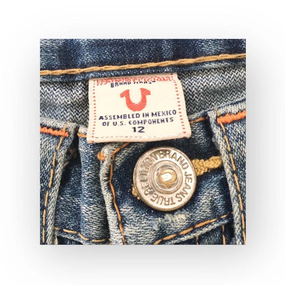 VHTF: new True Religion ʊ Joey Flower Patchwork Crop Denim Jeans ʊ Girls Size 12 - Picture 8 of 16
